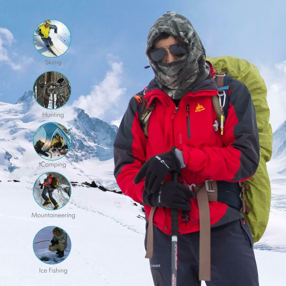 Balaclava Ski Full Face Mask Camo Fleece Neck Gaiter Hood Adjustable Hunting Hat