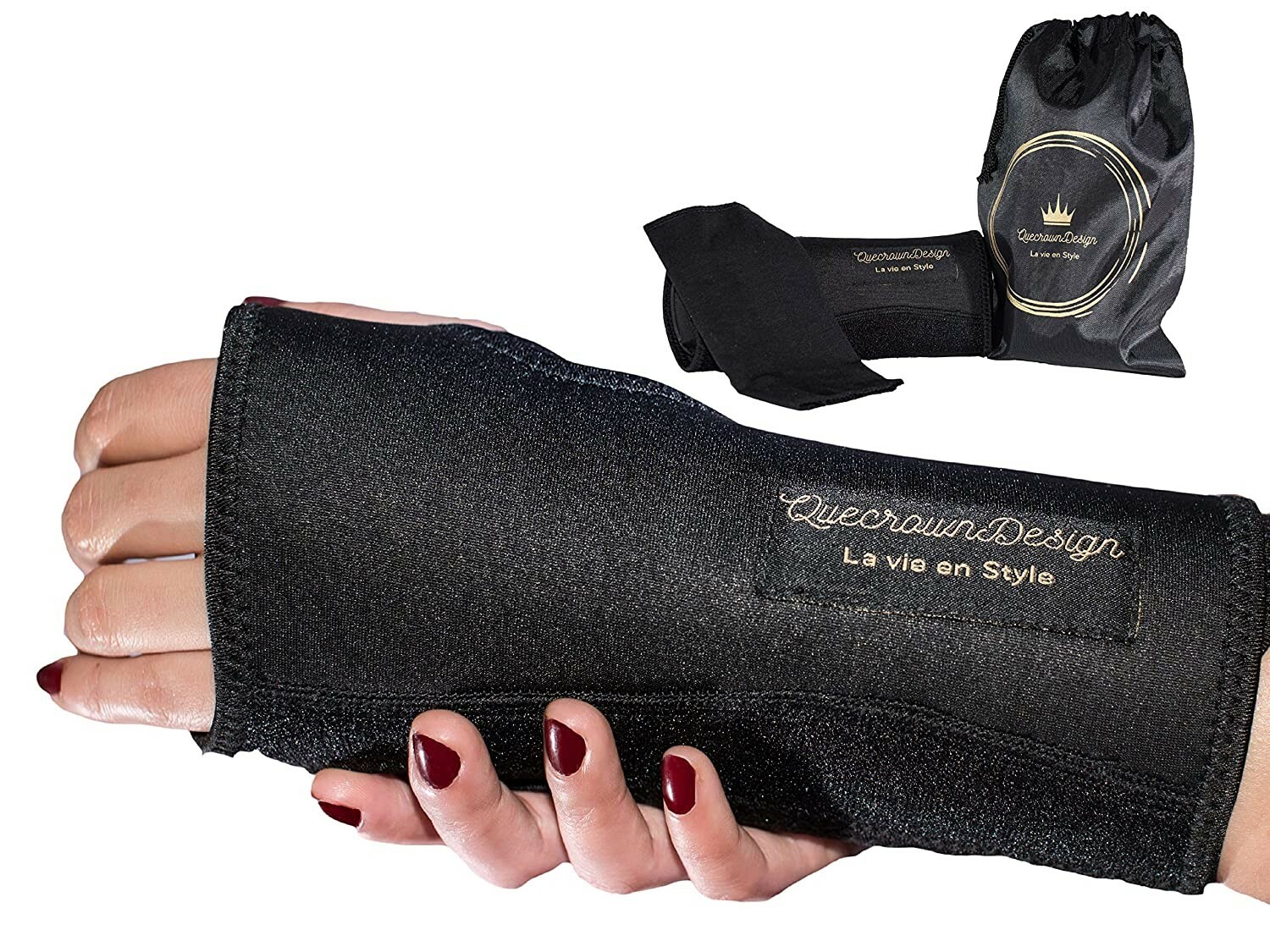 QuecrownDesign Adjustable Night Sleep Wrist Support w/ Protective Cotton Glove