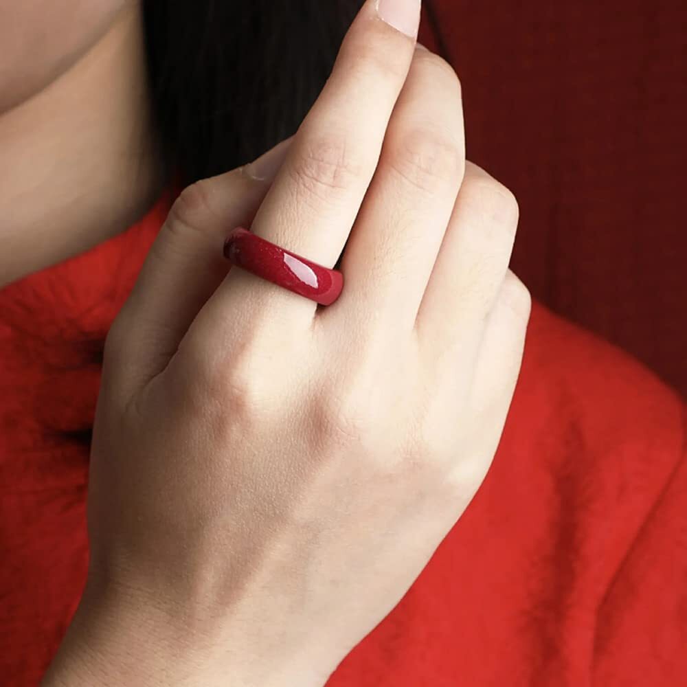 Cinnabar Feng Shui Wealth Prosper Ring,Protection Bring Luck Prosperity Attract