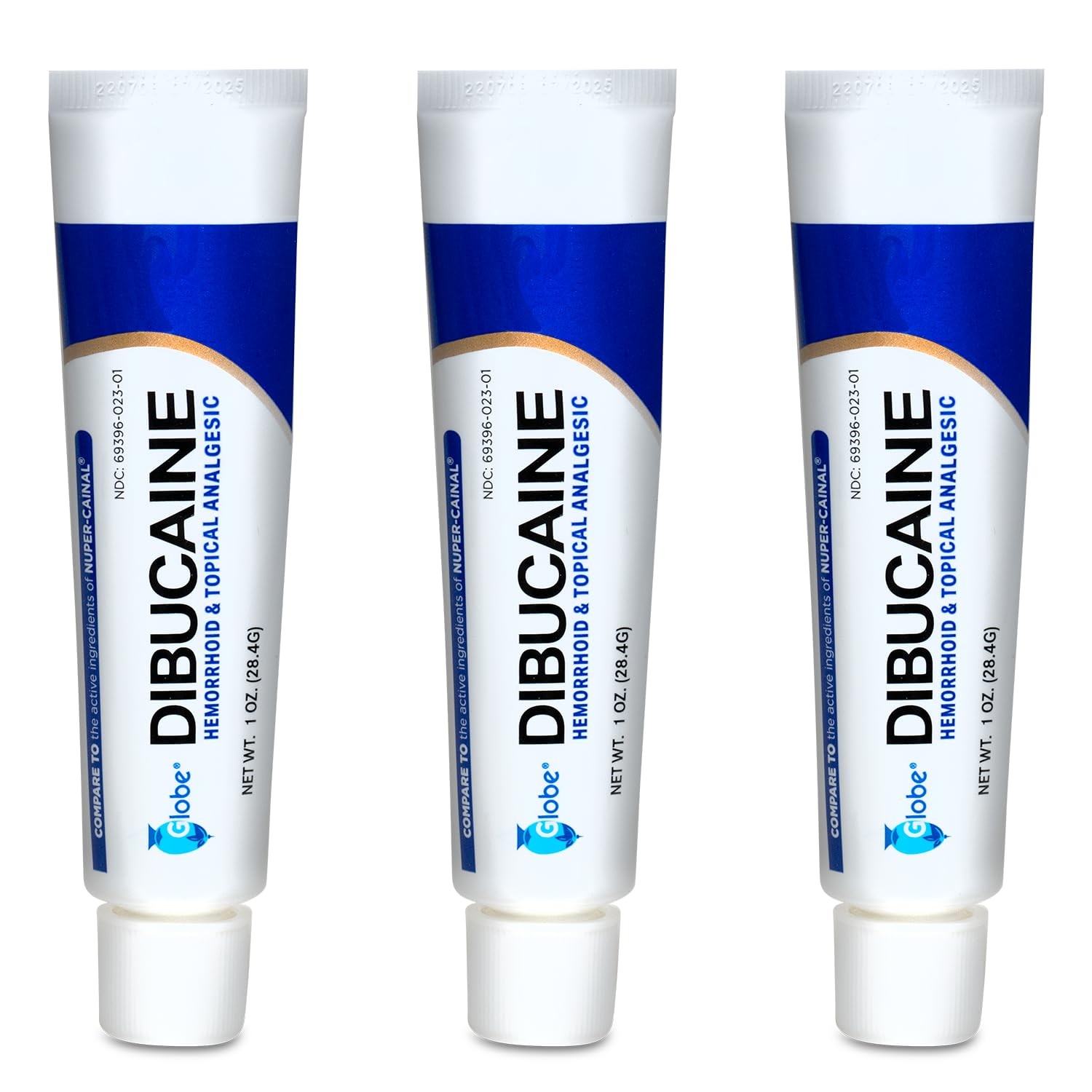 (3 Pack) Globe Dibucaine 1% Hemorrhoid Treatment Ointment - 1 White