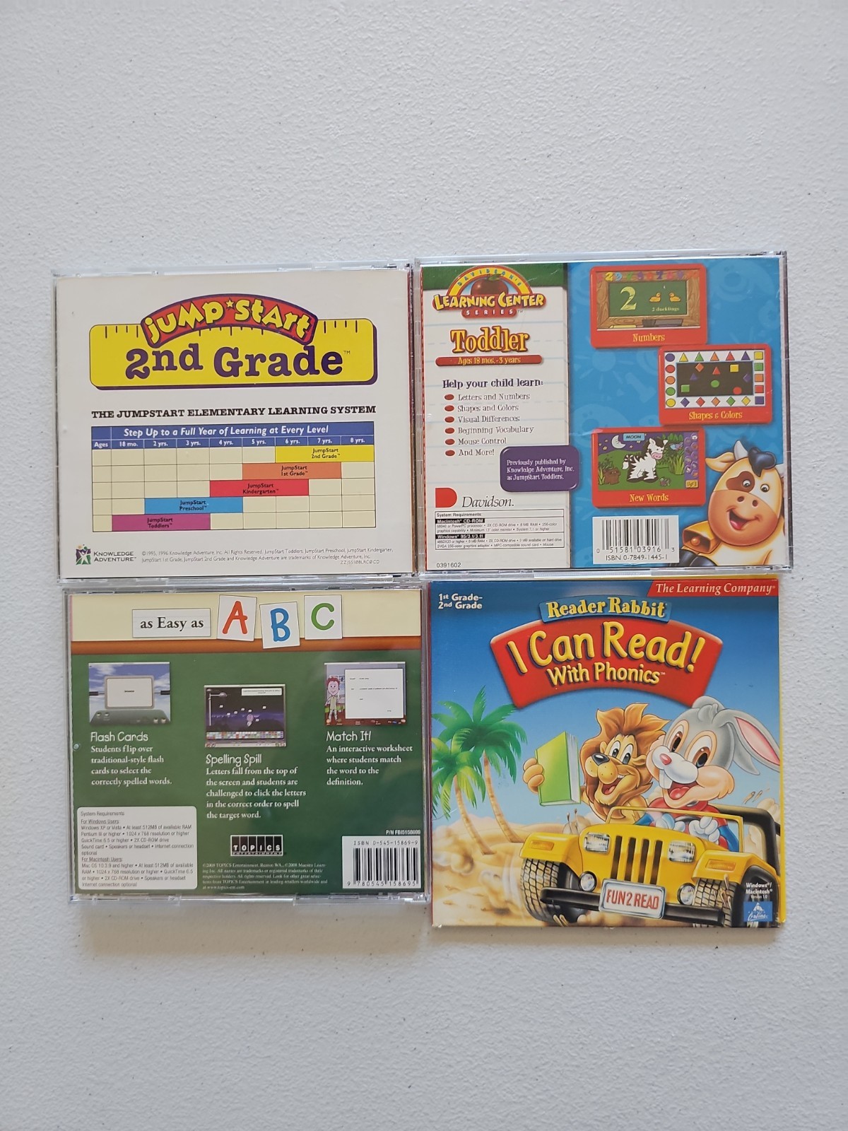 Kids Educational PC Games Lot x4 | Reader Rabbit, Spelling Accelerator 1/2 Grade