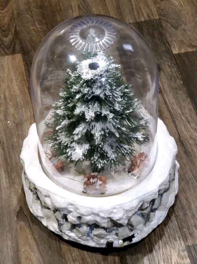 Kurt Adler Fiber Optic 15" Musical/Blowing Snow Globe Tree Santa