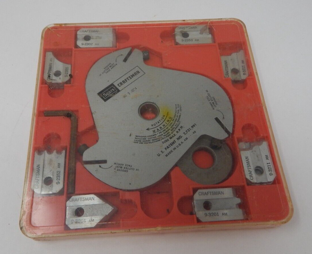 Vintage USA Sears Craftsman 9-3214 Molding Cutter with 8 Sets of Blades