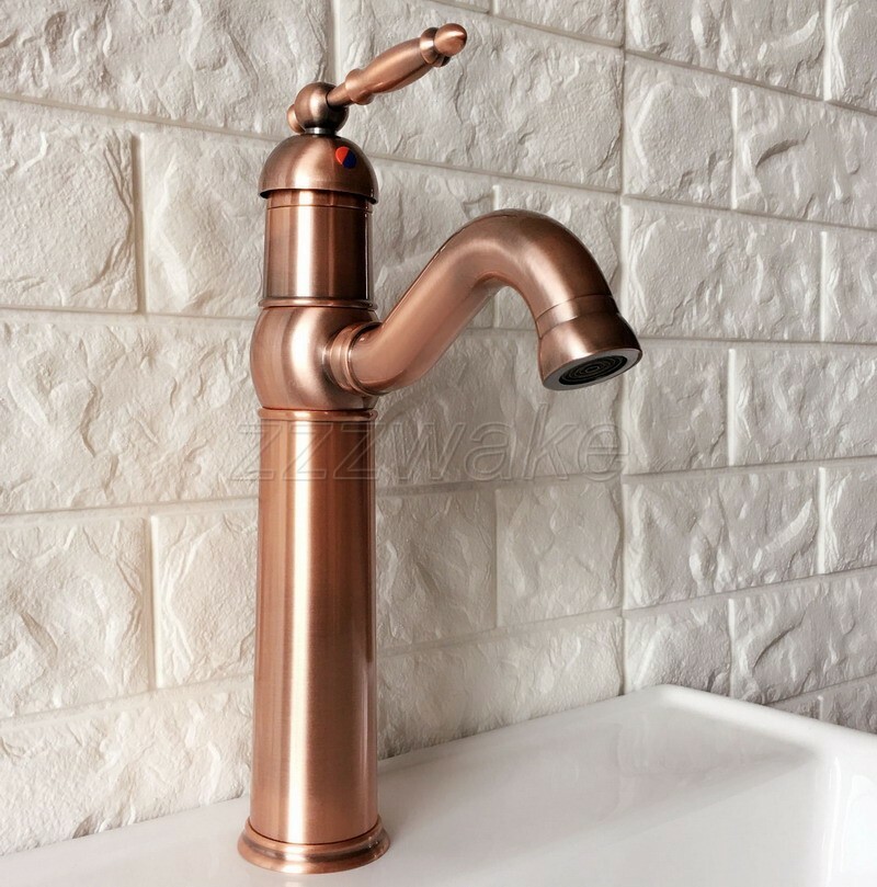 Antique Red Copper Swivel Bathroom & Kitchen Faucet Basin Vessel Mixer Sink Tap