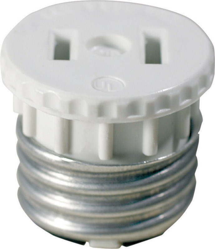 Leviton 00125-000 660W 125V 2-Pole Medium Base Lampholder to Outlet Adapter