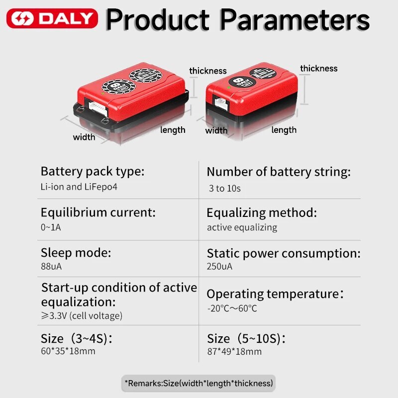 DALY Smart BMS 1A Active Balancer Equalizer 4S-16S Li-ion LiFePO4 w/Bluetooth