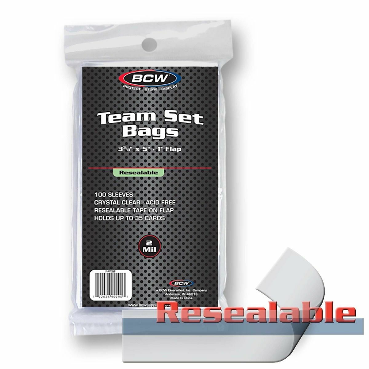 Pack of 2,000 BCW Resealable Team Set Bags Baseball Trading Card Poly Sleeve bag