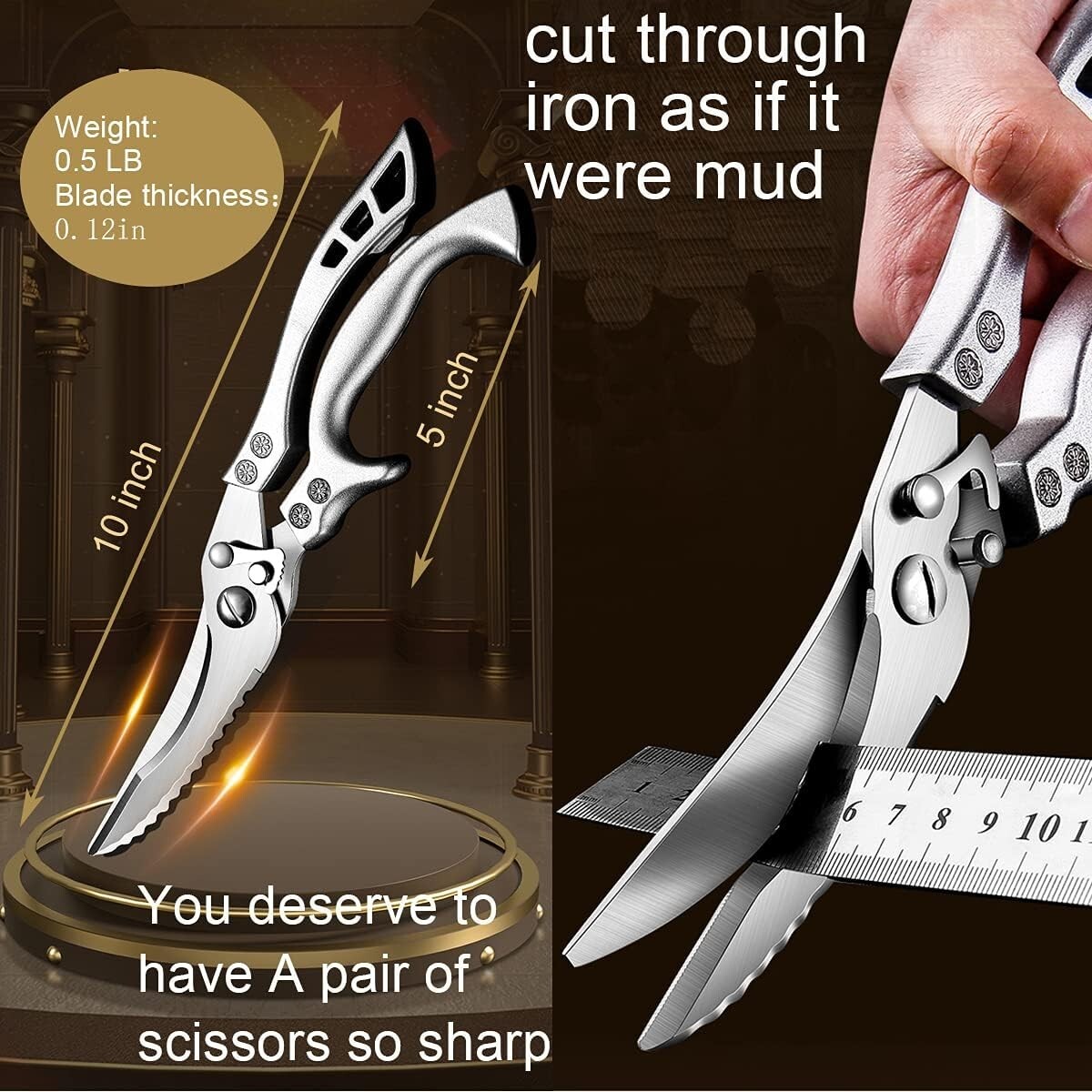 Upgrade Heavy Duty Stainless Steel Kitchen Scissors,Multipurpose Ultra Sharp ...