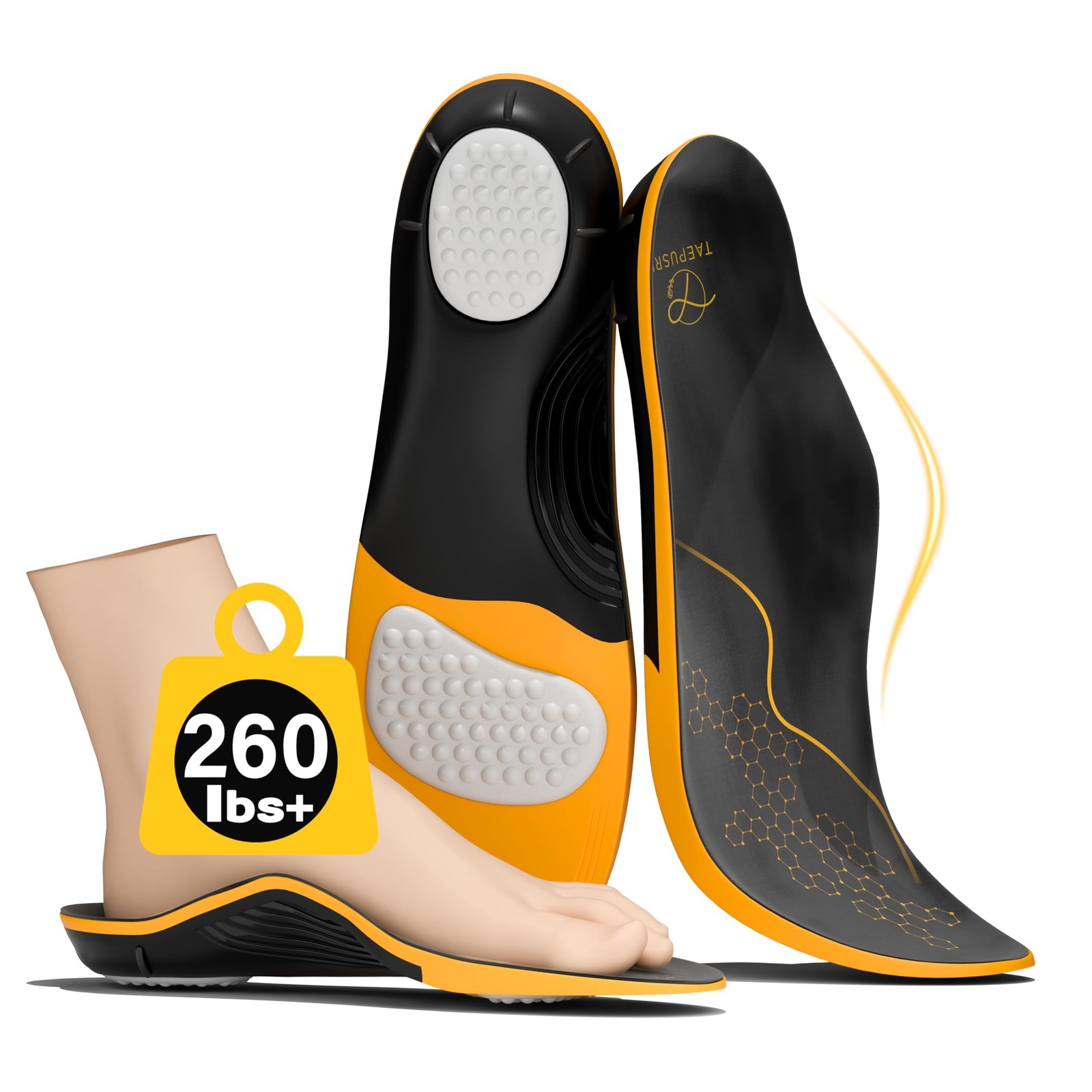 Plantar Fasciitis Insoles for Women Men-260lbs+ Orthotic Arch Support Shoe In...