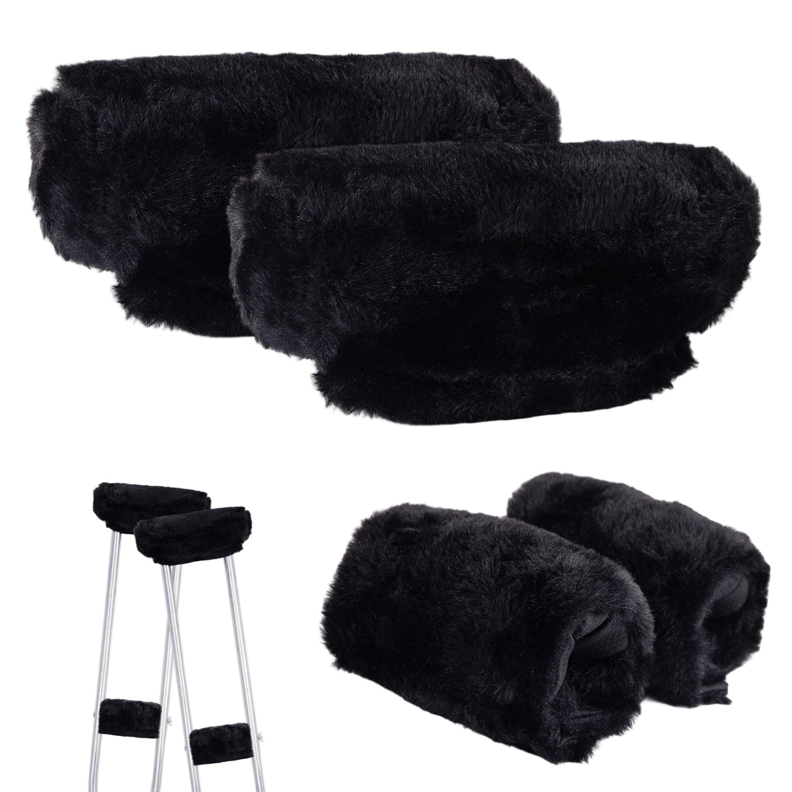 4-Pack Premium Fluffy Crutches Padding Ultra-Soft Breathable Crutch Pads for ...