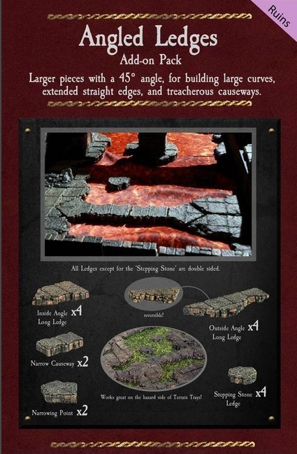 Dwarven Forge - Angled Ledges Add-On Pack (Black Unpainted)