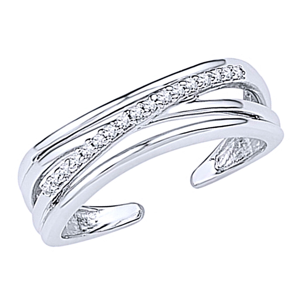 1/20 Ct Natural Round Diamond Midi Toe Ring in 10K Solid White Gold