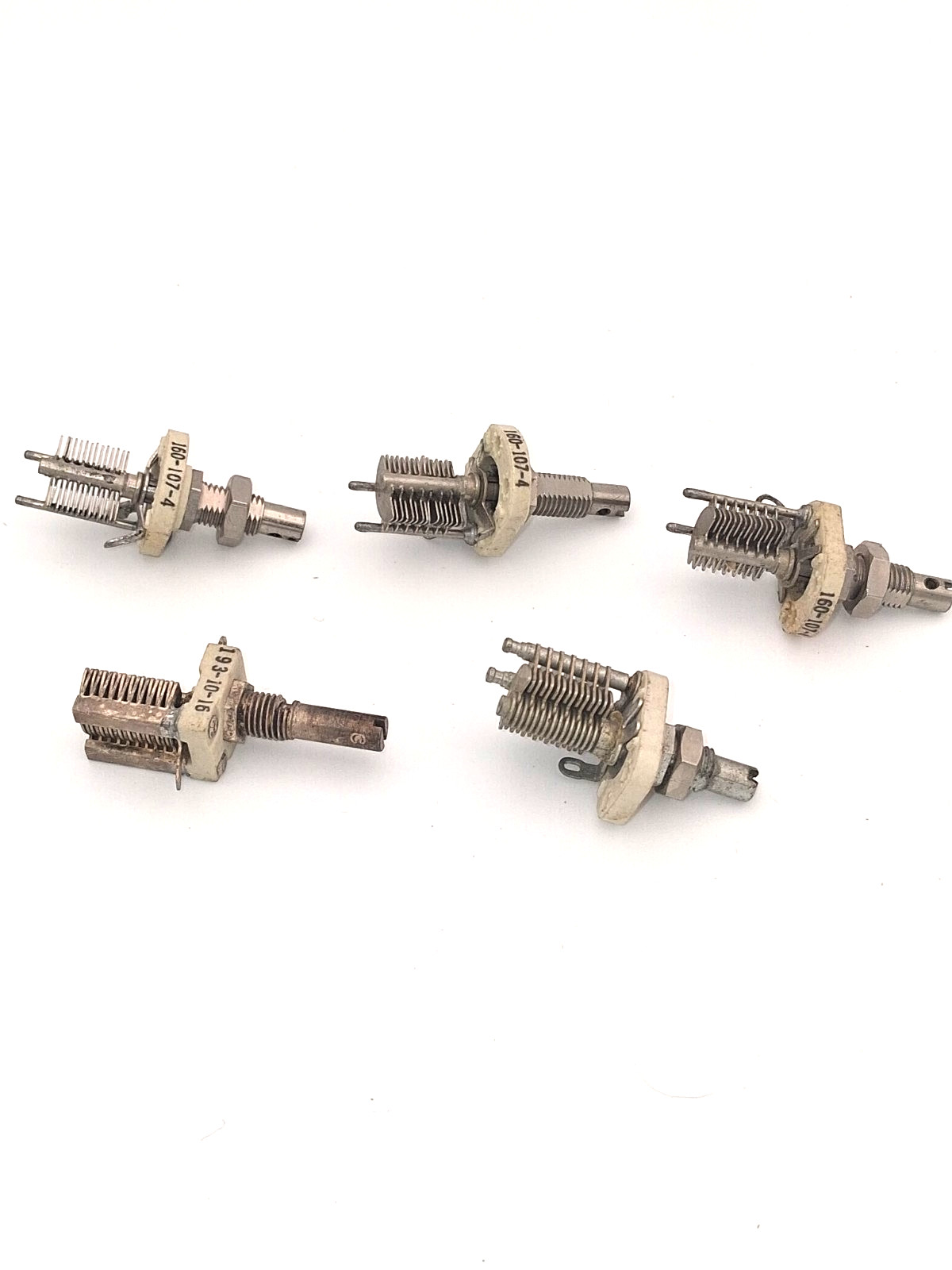 ( 5 PCS ) Plate Mesh Variable Capacitors EF Johnson, ASP,  etc.. Unknown Values