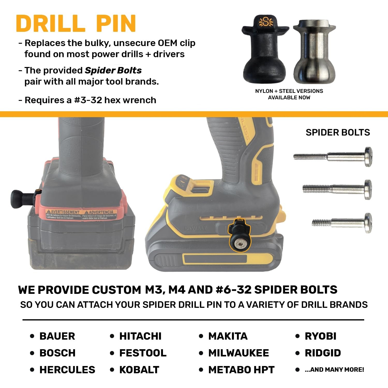 Tool Holster - Pro Tool Holster + Two Driver Pins - Upgraded, Self Locking Mu...