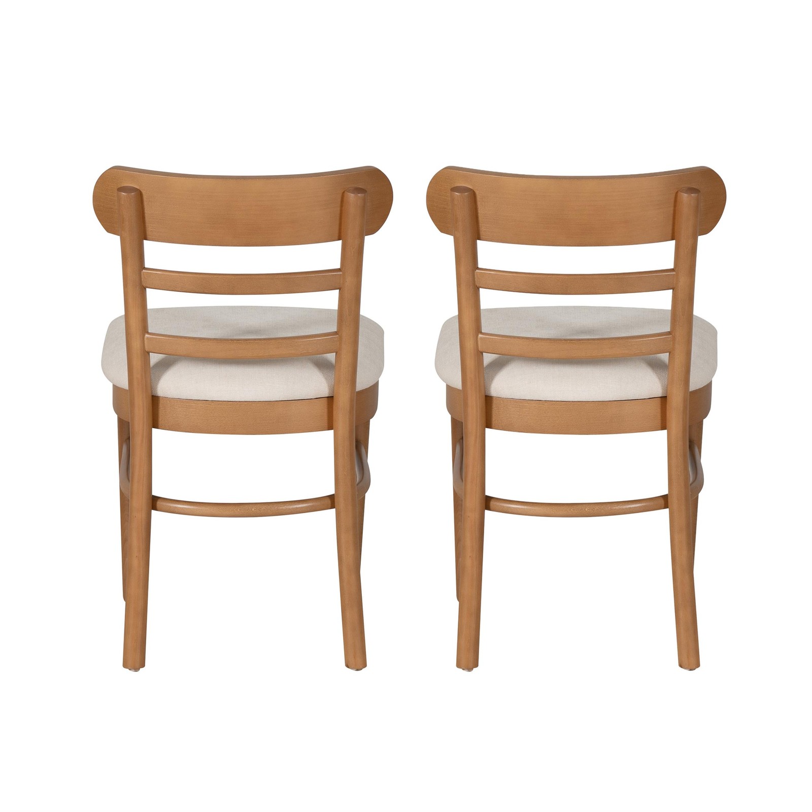 Linon Trina Set of 2 Ladder Back Upholstered Dining Chairs in Brown Stained Wood