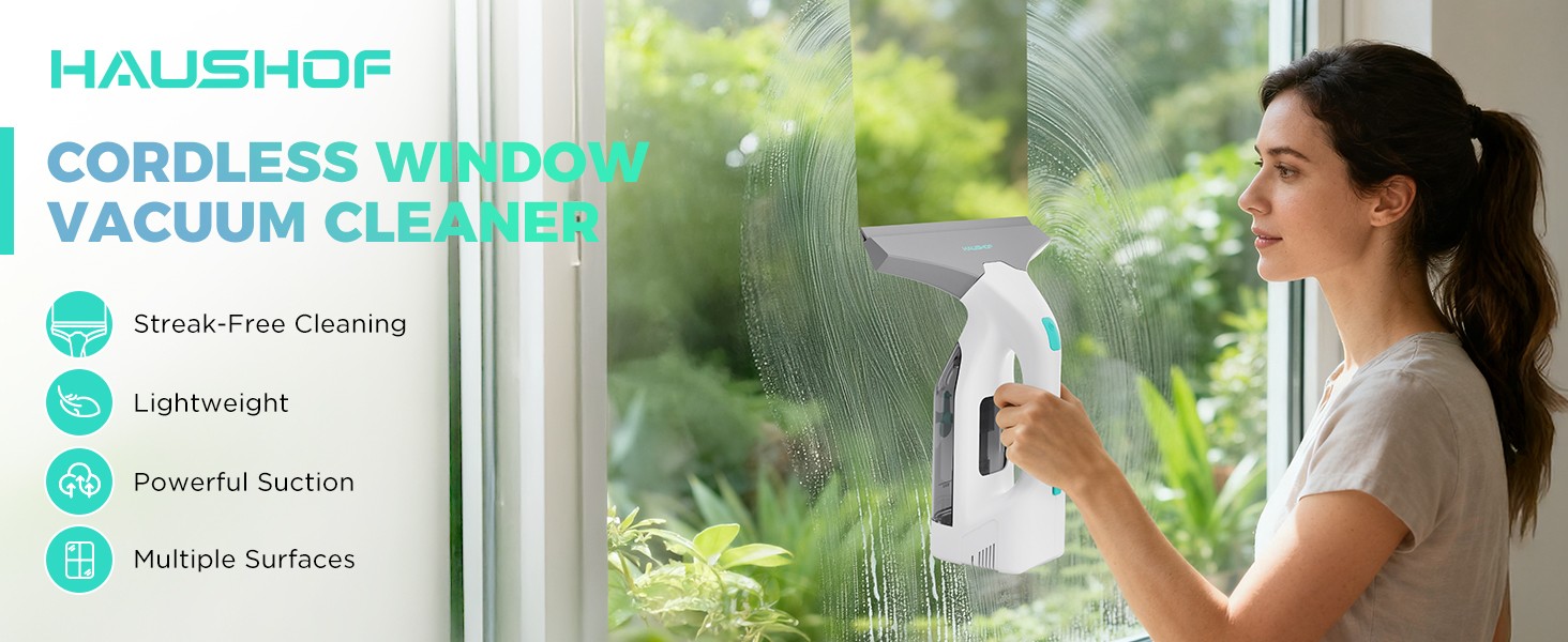 Electric Window Vacuum Squeegee 11", Vacuum Squeegee Cordless Cleaner Tool Set,