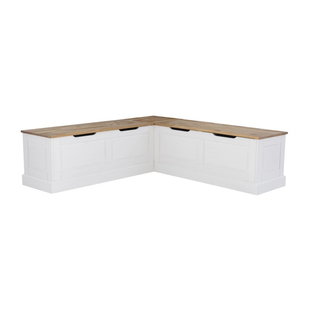 Tobin Backless Two Tone Breakfast Nook, Natural And White
