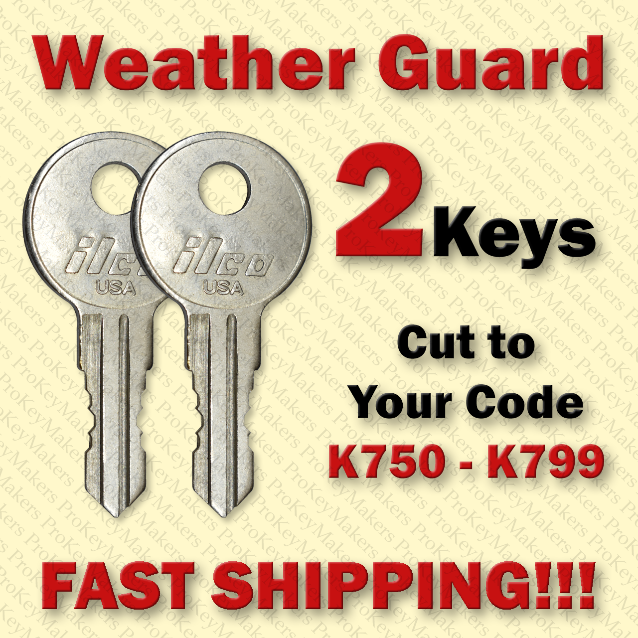 Weather Guard Truck & Toolbox Key / (2) TWO KEYS / Select your code K750 - K799