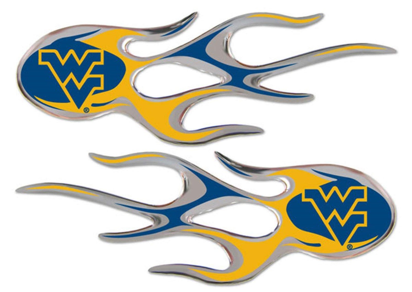 West Virginia University Mountaineers 2-Piece Sticker Decal Set, Micro Flame Des