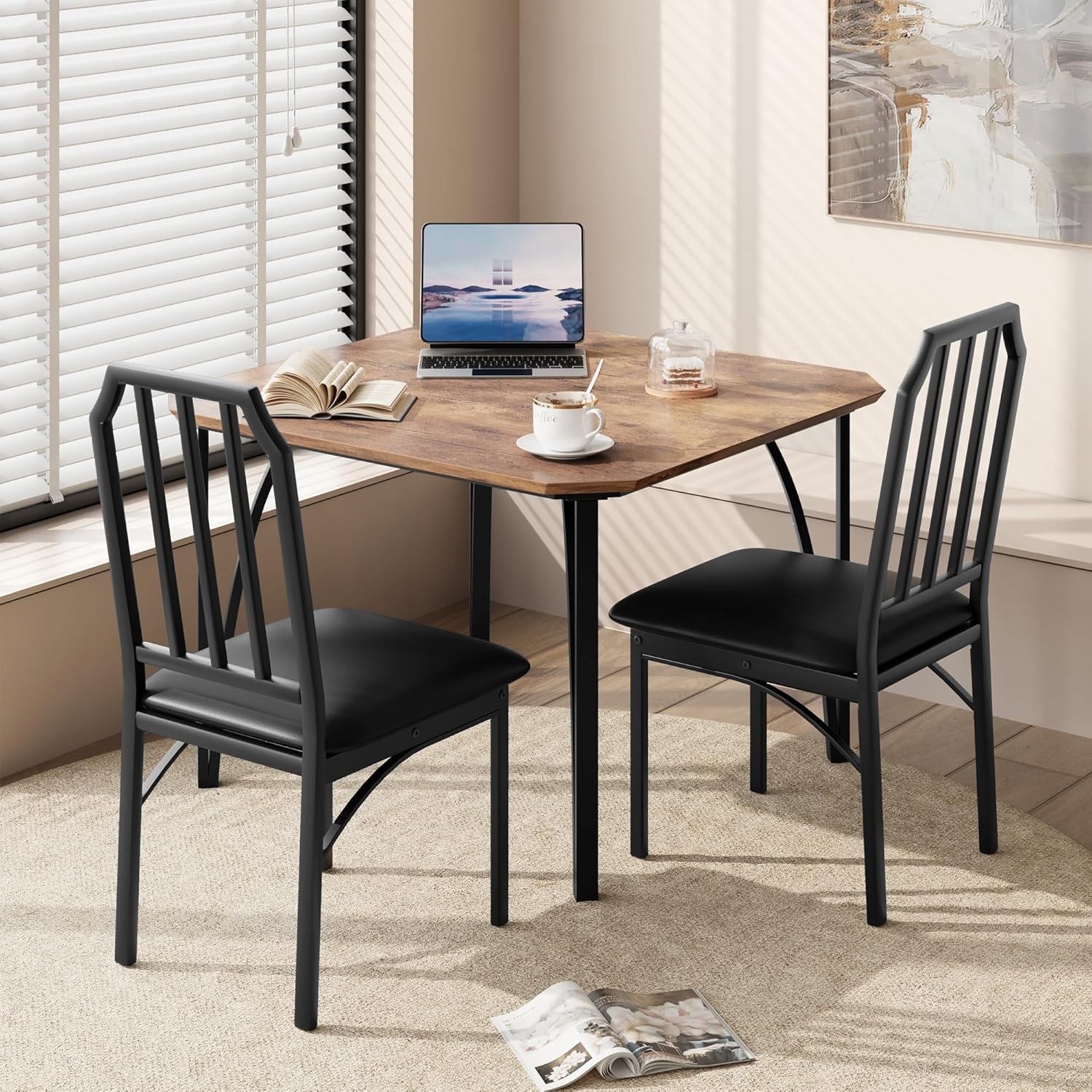 3 Piece Dining Table Set for 2 Home Dinette Table Kitchen Table and 2 Chairs USA
