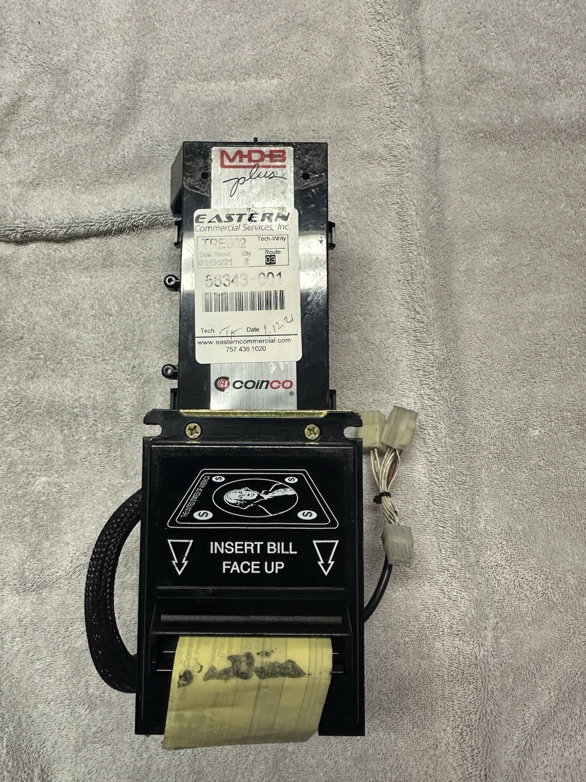 Coinco BA52R Bill Validator MDB with 9-Pin 24 Volt. Accepts $1, $5, $10, $20