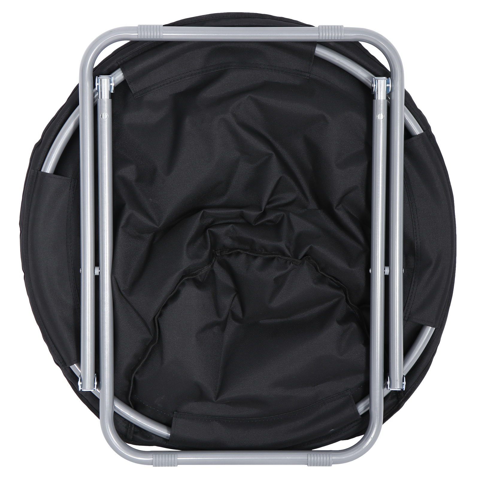 Saucer Chair for Adults Faux Fur Circle Chair Foldable Comfy Accent Seat Black
