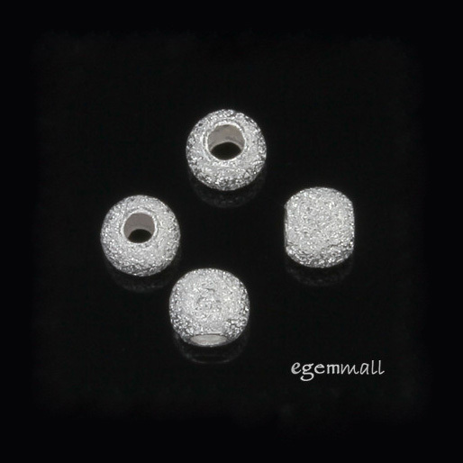 50 Sterling Silver Stardust Finish Round Spacer Beads 4mm #51488