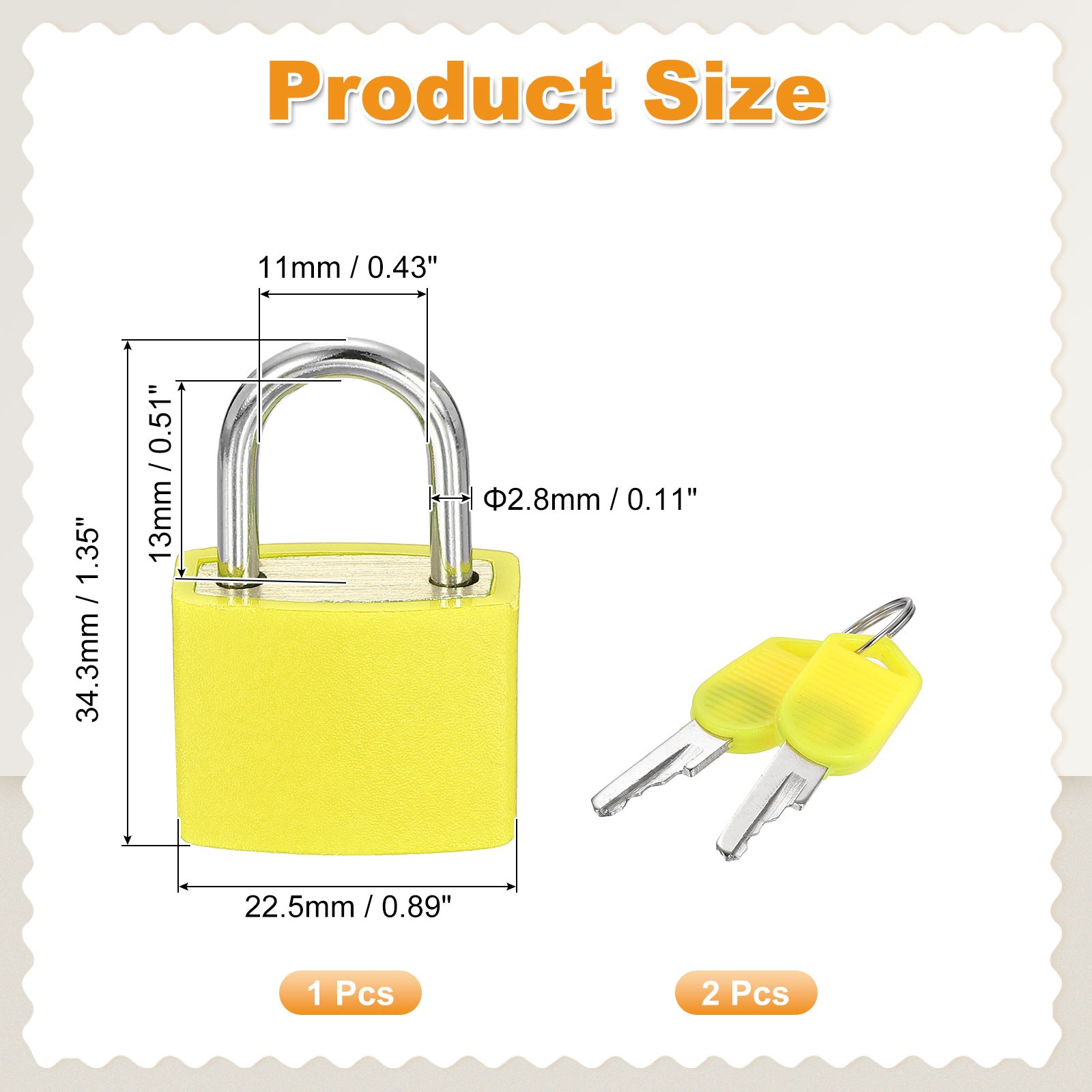 Padlock with Keys Shackle Waterproof Keyed Locks Yellow