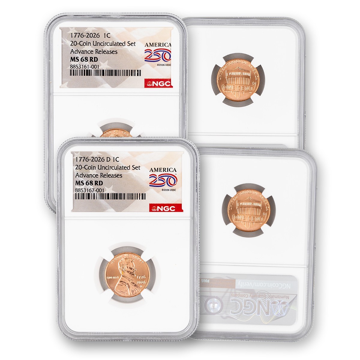 1776-2026 P & D  Lincoln Cent Set - NGC MS 68 Advance Release - In Stock