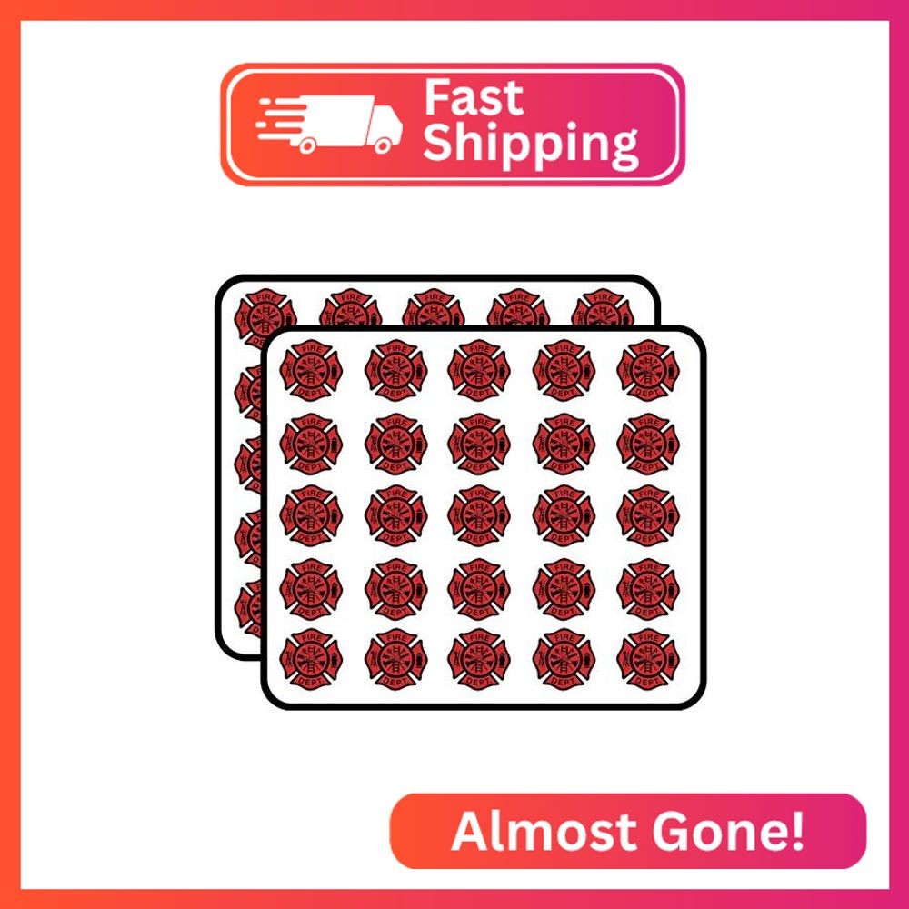 RED Fire Dept Maltese Cross Shaped (fire Firefighter) Sticker for Scrapbooking 1