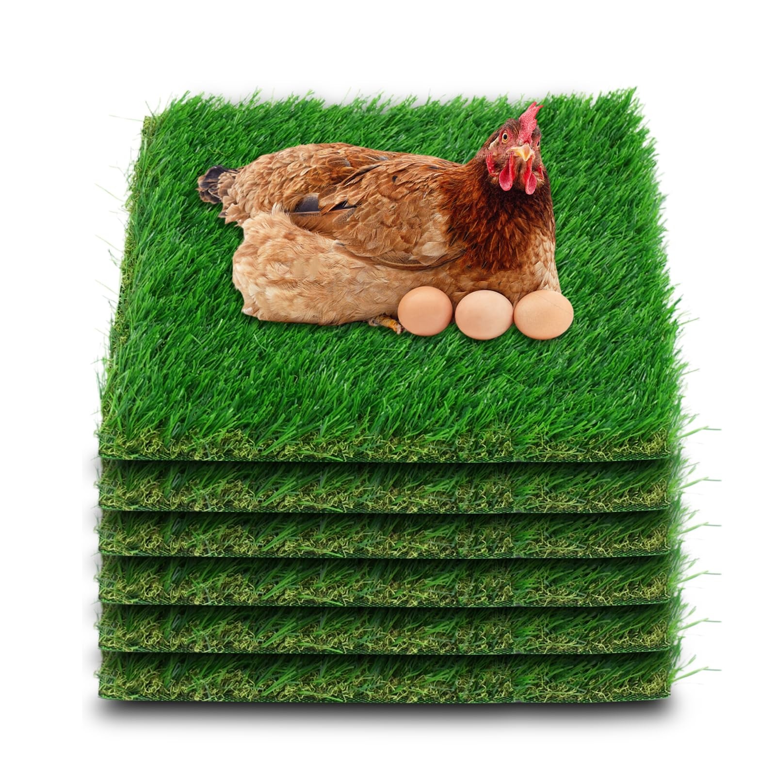 Chicken Nesting Box Pads, Washable Reusable Artificial Grass Liners 6 Pack
