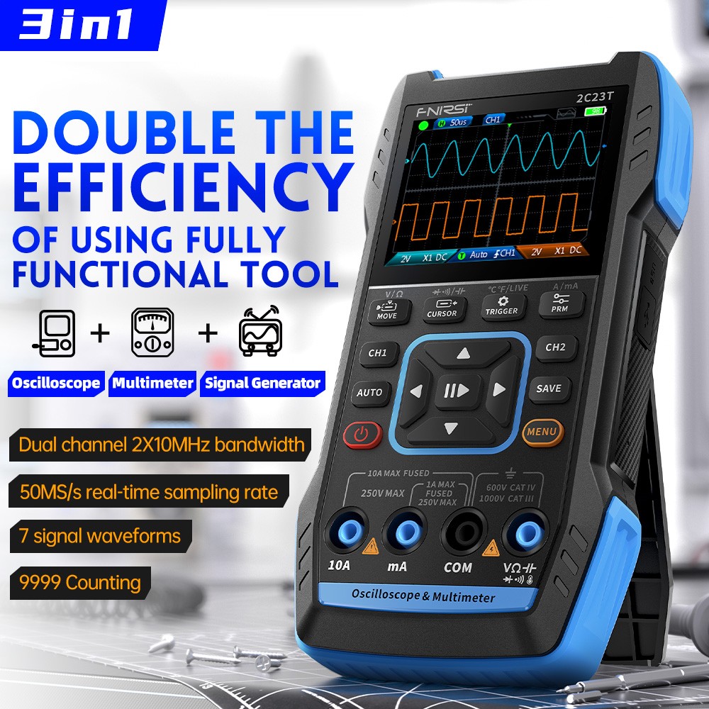 FNIRSI-2C23T Handheld Digital Oscilloscope Multimeter Function Signal Generator