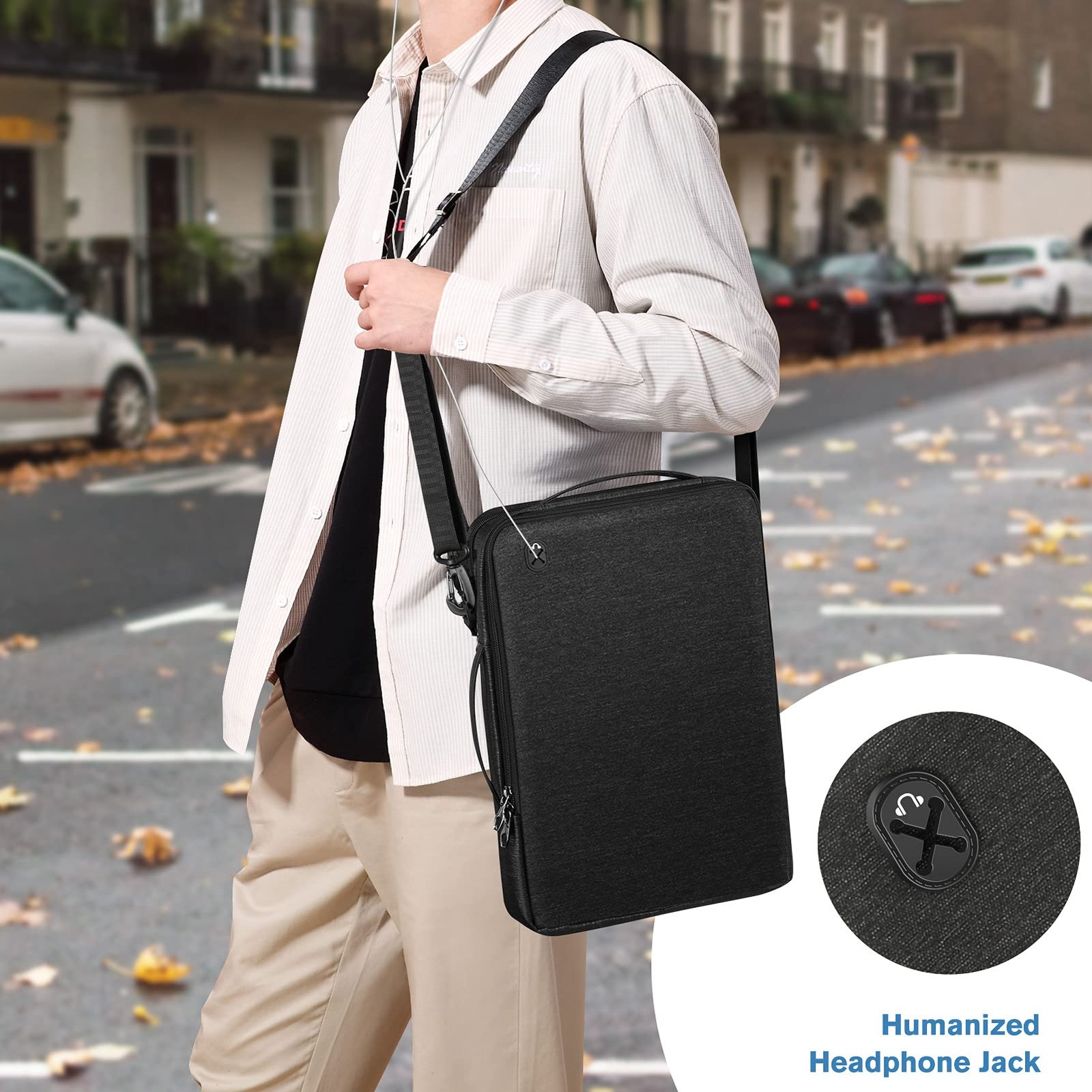 15.6-inch Laptop Shoulder Bag, Protective Computer Carrying Case with 16.2" M...