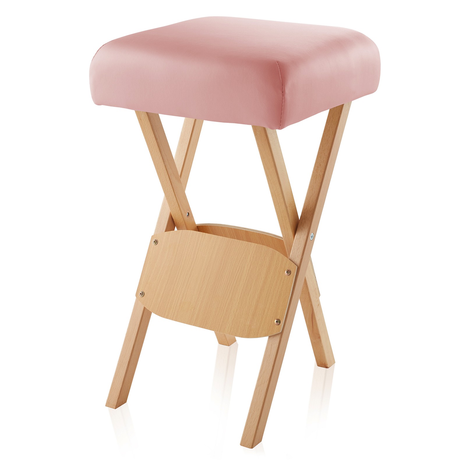 Portable Wood Folding Massage Stool - Pink