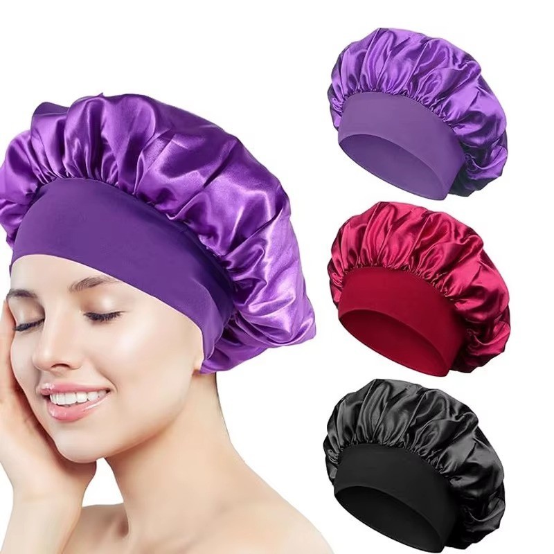 Satin Bonnet Silk Hair Bonnet Adjustable Bonne for Sleeping with Tie Band LOT