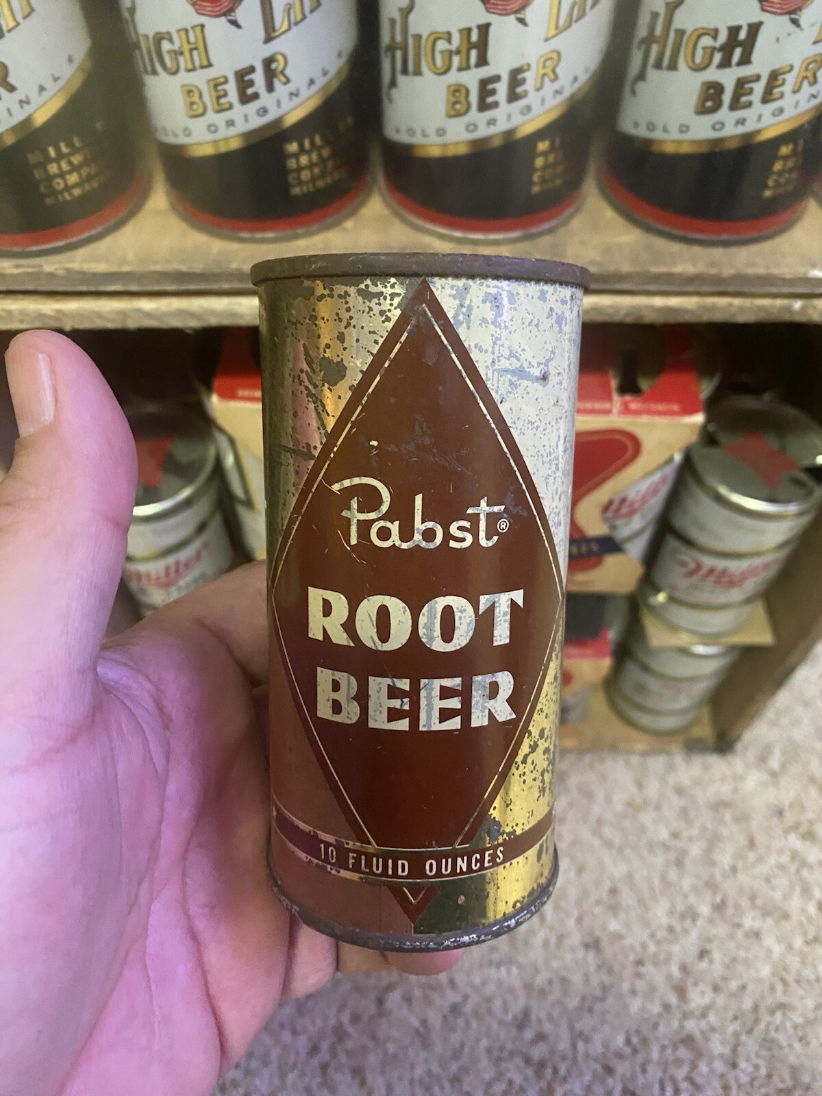 Pabst beer Root Beer Soda flat top beer can Prohibition Pabst Brewing Milwaukee