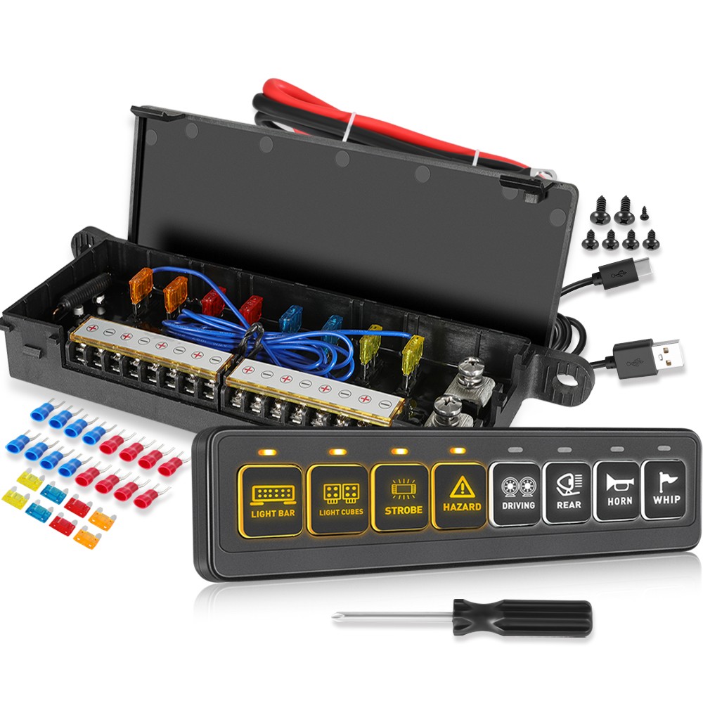 Wireless 8Gang LED Switch Panel Kit Offroad Light Circuit Control On-Off LED Car