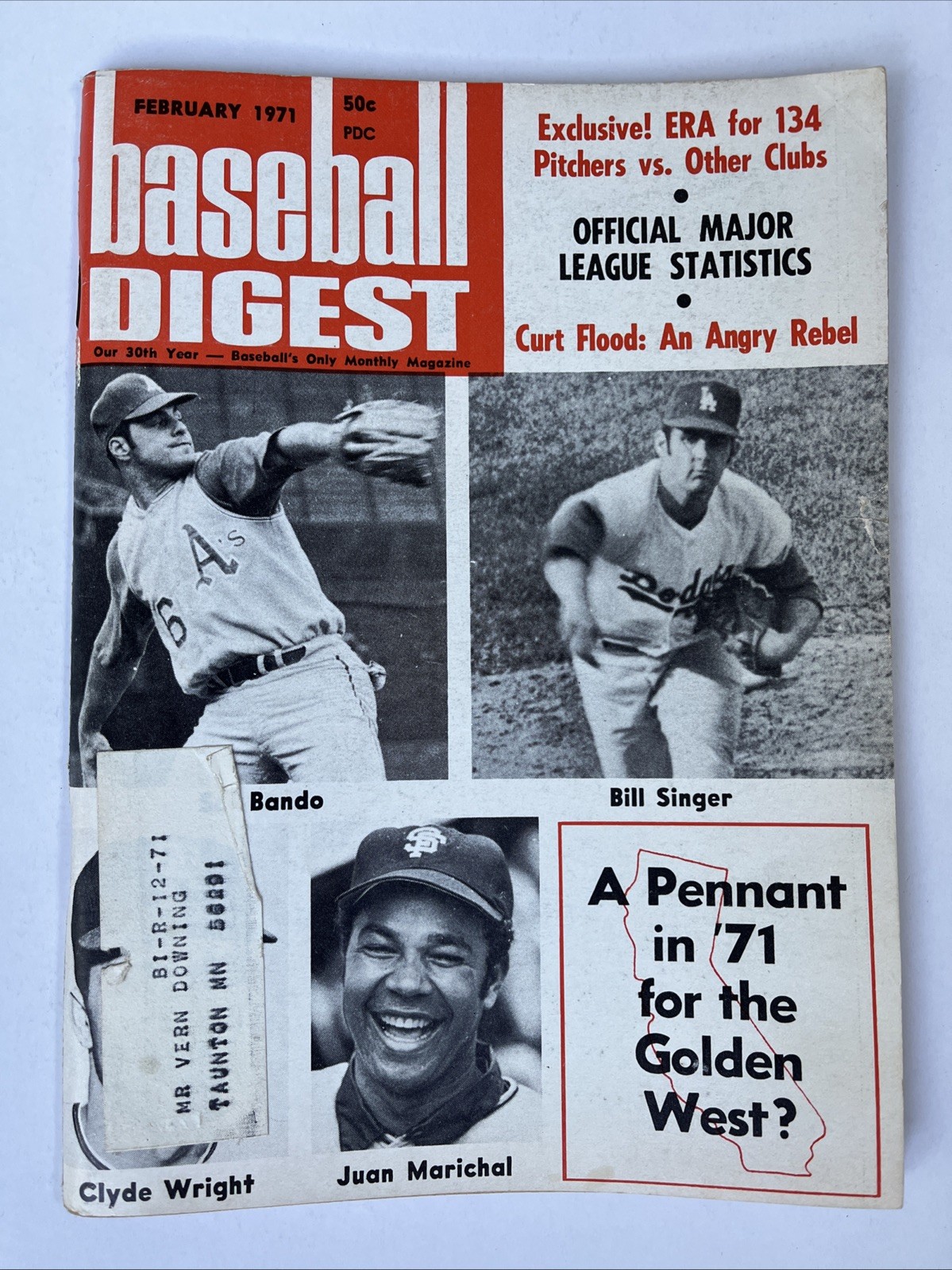 Baseball Digest Magazine Feb 1971, Juan Marichal, San Francisco Giants ! (B6)