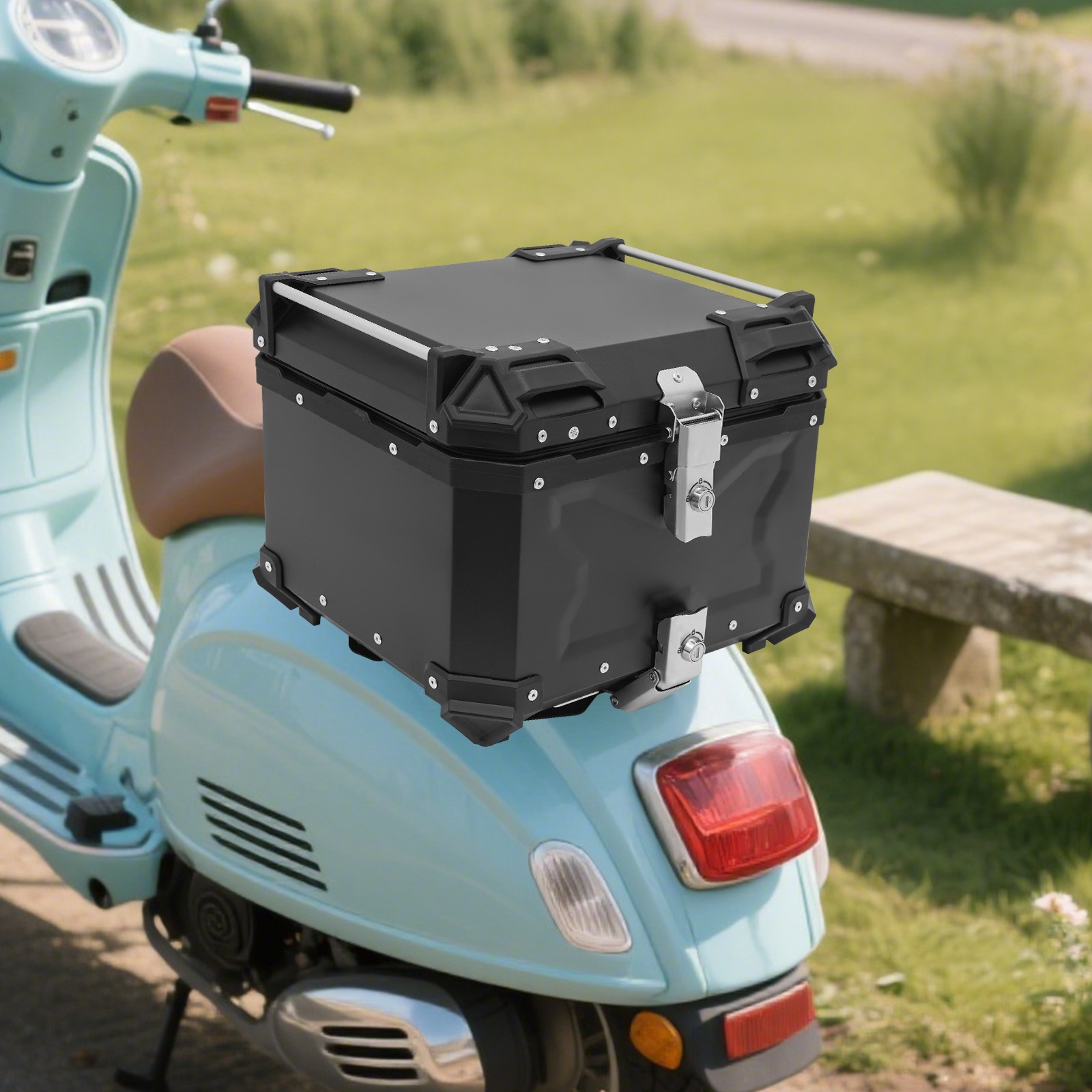 45L Black Motorcycle Top Case Tail Box Waterproof Luggage Scooter Trunk Storage