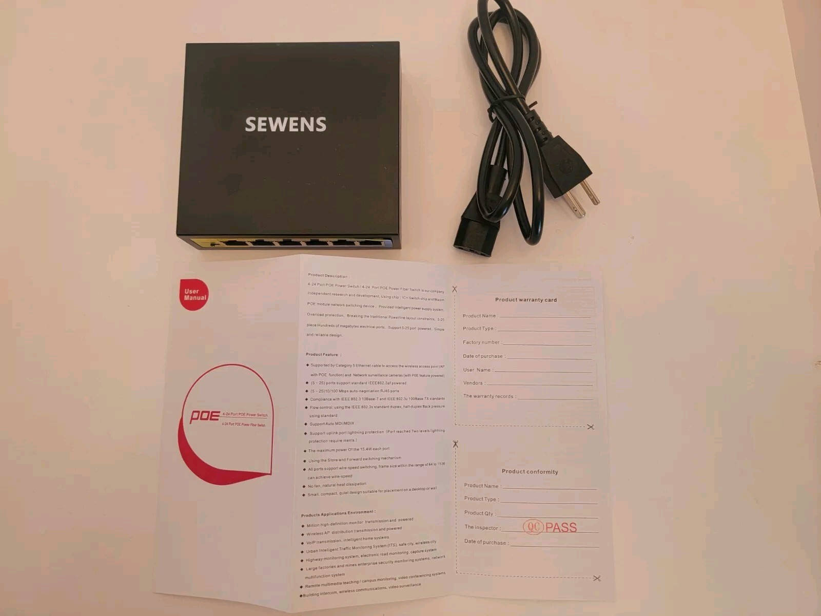 SEWENS 4/8 Port Fiber Switch With POE PB402E/N