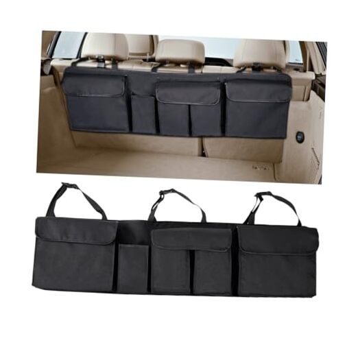 Car Trunk Organizer, Foldable Vehicle Backseat Hanging Organizer with 5 Large
