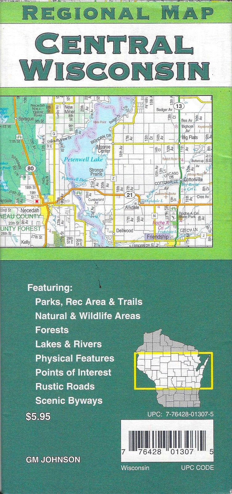 Regional Map of Central Wisconsin, Wisconsin, by GMJ Maps