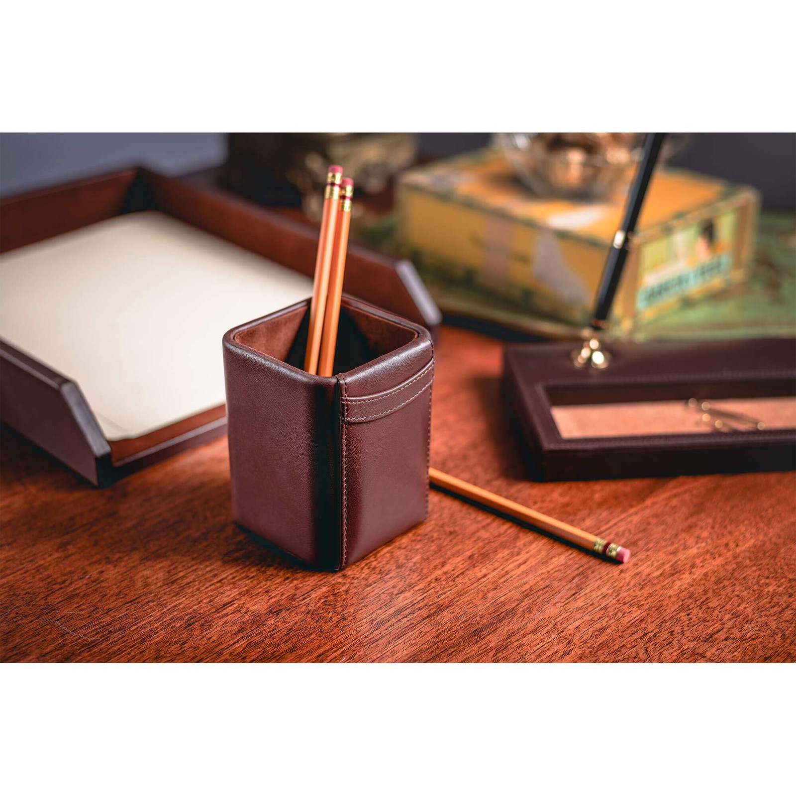 Leather Pencil Cup - Luxury Cup Storage for Pens, Pencils, & Office - Elegant...