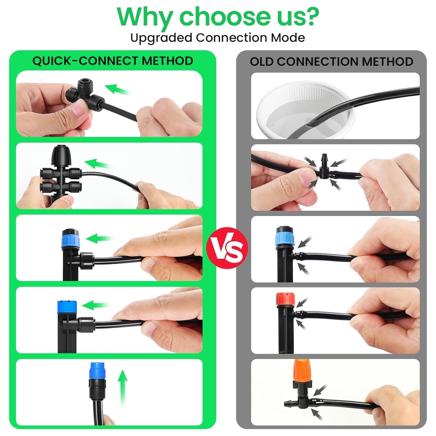 230FT Quick-Connect Drip Irrigation System Kit, Automatic Garden Watering Sys...