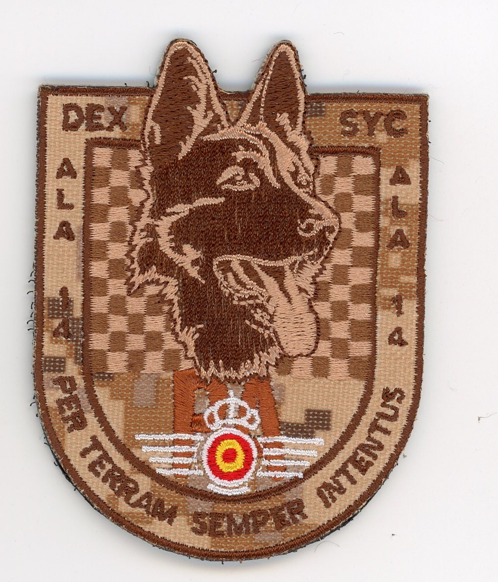 PATCH SPAIN ALBACETE AFB 14 WING DEX SYC K-9 DOGS VEL BACK PARCHE DESERT