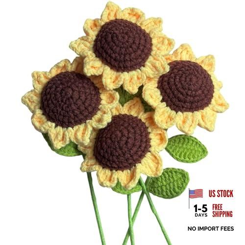 Handmade Crochet Sunflower Bouquet - 4 PCS - Handmade