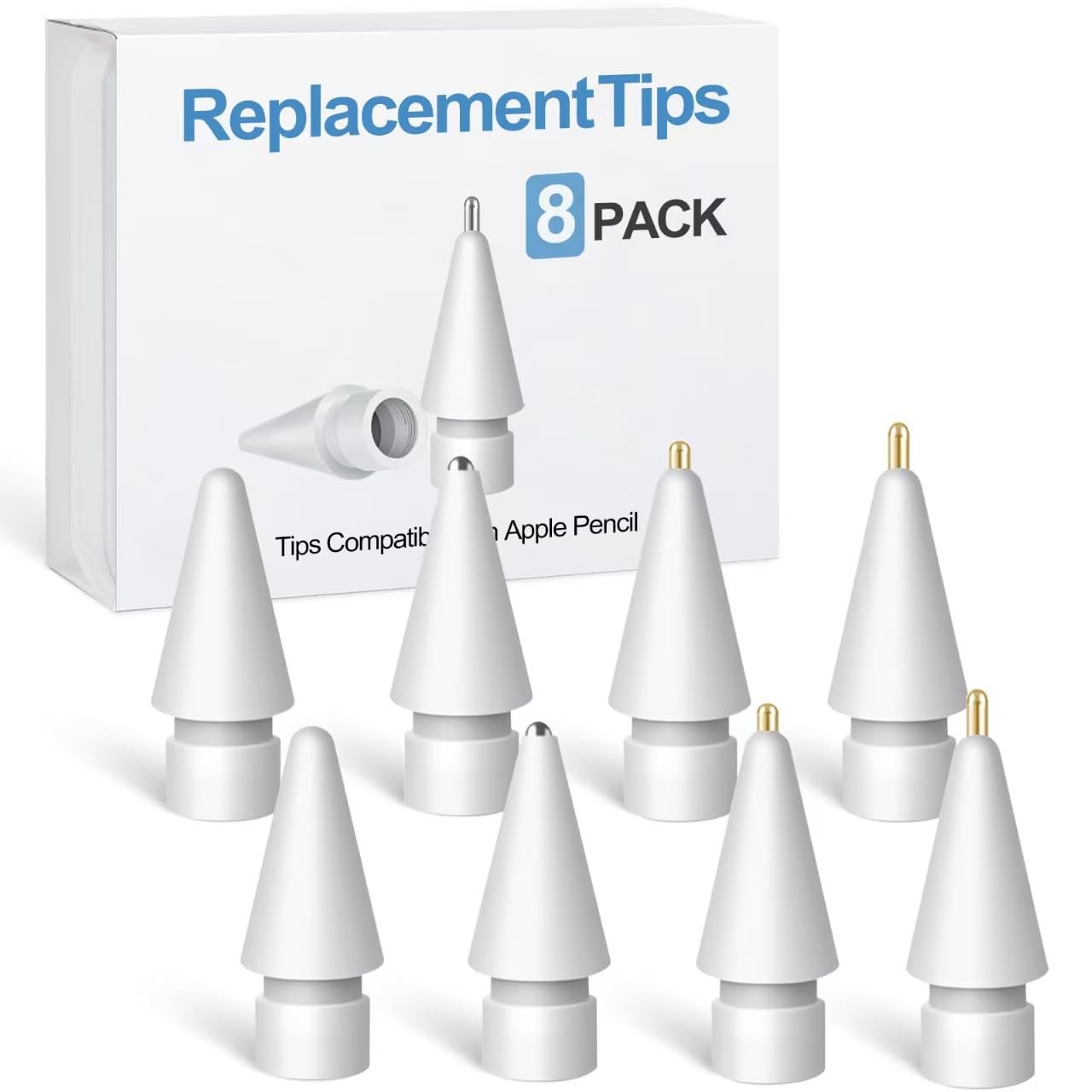 Replacement Tips for Apple Pencil Accessories - 8 Pack Mix Replacement Pencil...