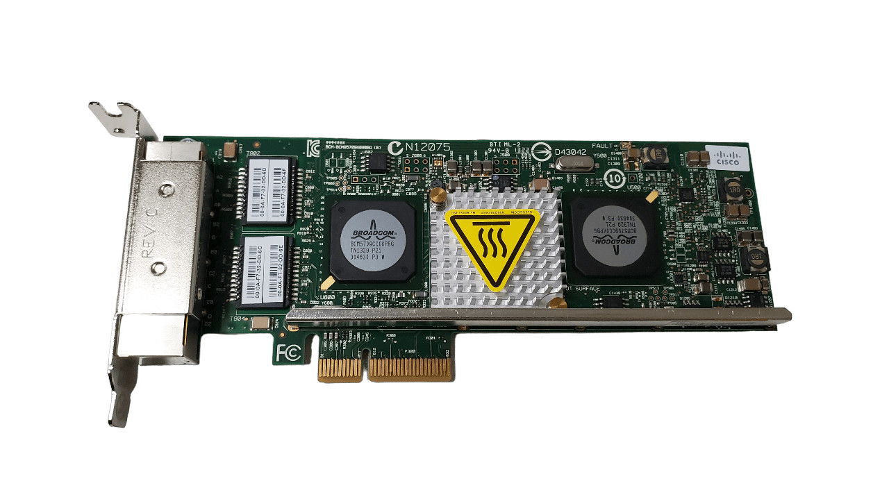 Cisco Broadcom 5709 4 Port Network Card N2XX-ABPCI03-M3 HH Bracket