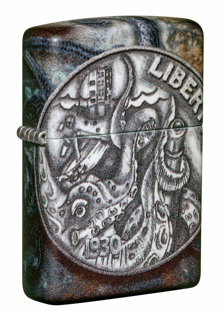 Zippo Windproof Lighter, Pirate Doubloon Coin with Kraken, 49434, New In Box