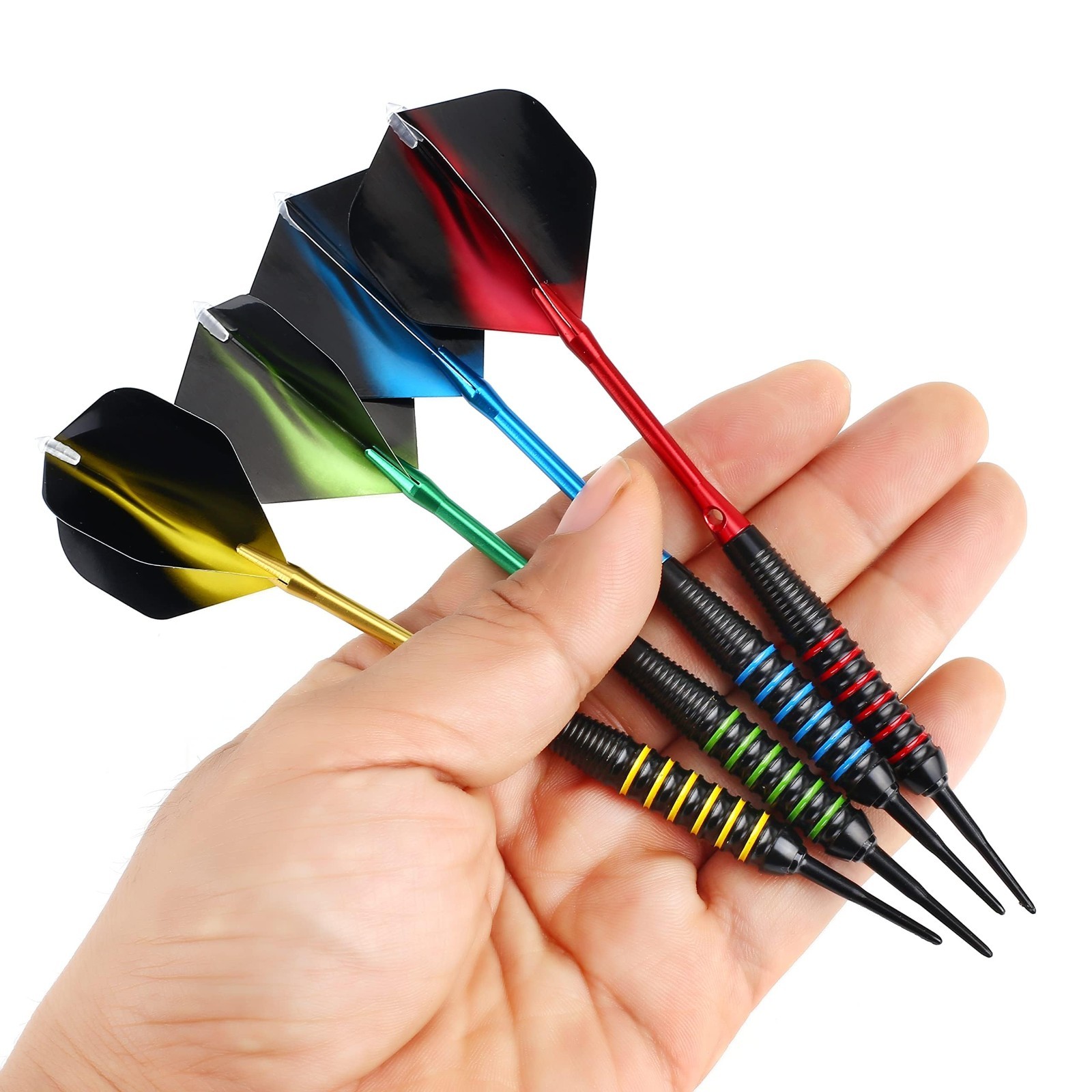 12 Pack Soft Tip Darts Set - 18g Plastic Tips, 100 Tips, 16 Flights, Case, 4 Col